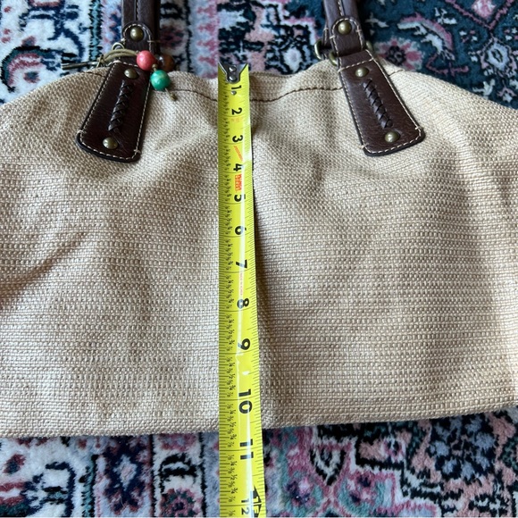 Fossil Burlap Tan Cream Purse handbag - Picture 5 of 12